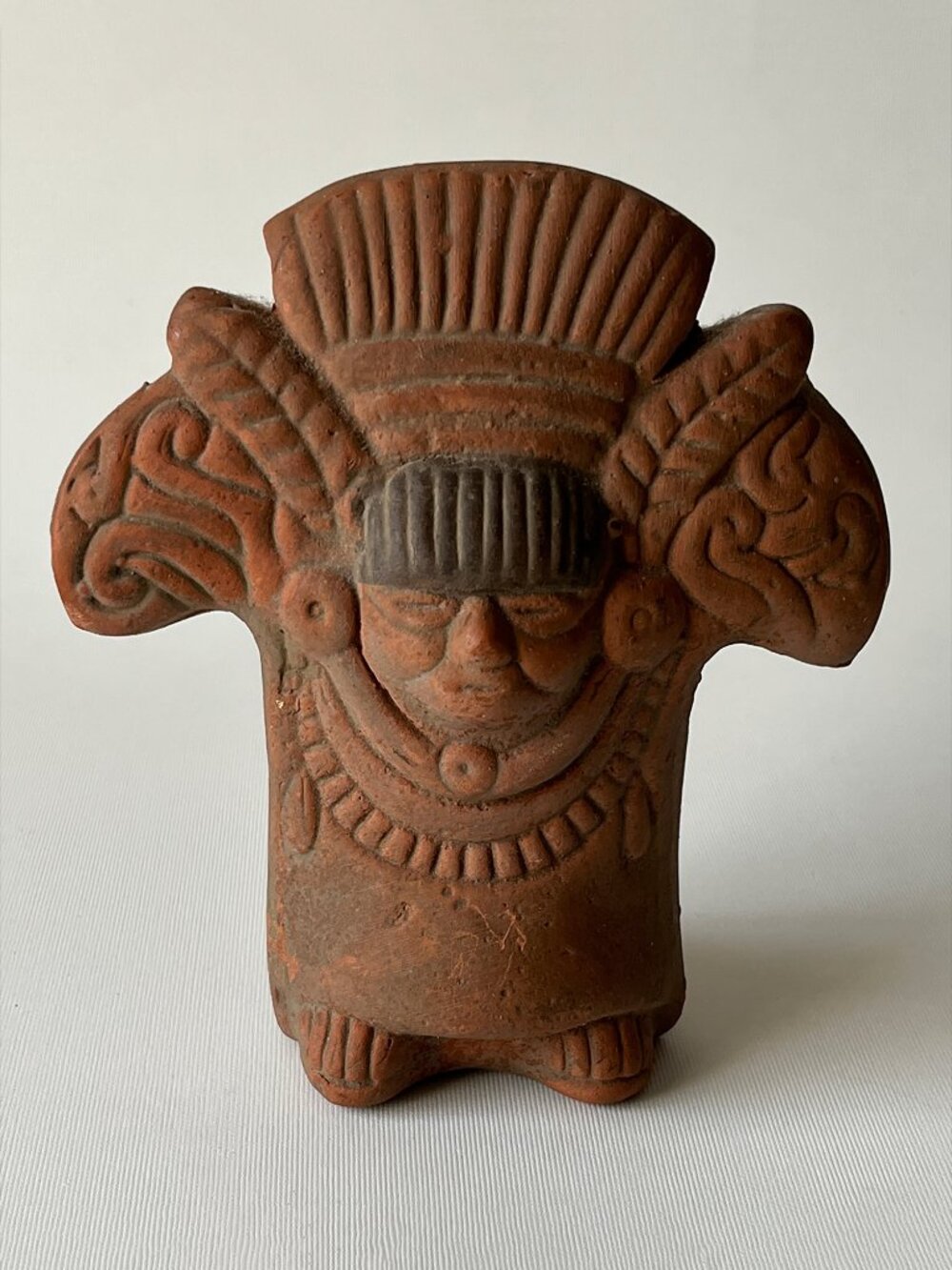 Vintage Terracotta Clay Figurine Mesoamerican Aztec Maya Style Statue 5"